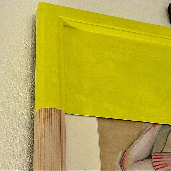 ORIGINAL ART Dip Dye Yellow Paint Pinup Girl Frame - Picture 5 of 5